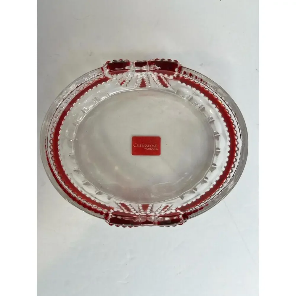 Celebrations By Mikasa Ruby Ribbon Crystal Candy Dish Bowl EUC 6.25” X 5.5” - Picture 2 of 4